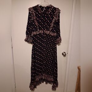 Free People Black and Pink Floral Dress